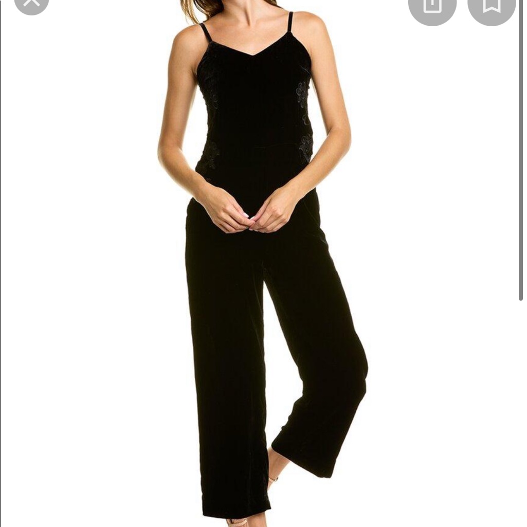 Sandro Suede Emilia Jumpsuit Embroidered Floral Fronted Side